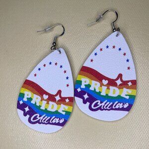 Rainbow Pride Faux Leather Teardrop Earrings